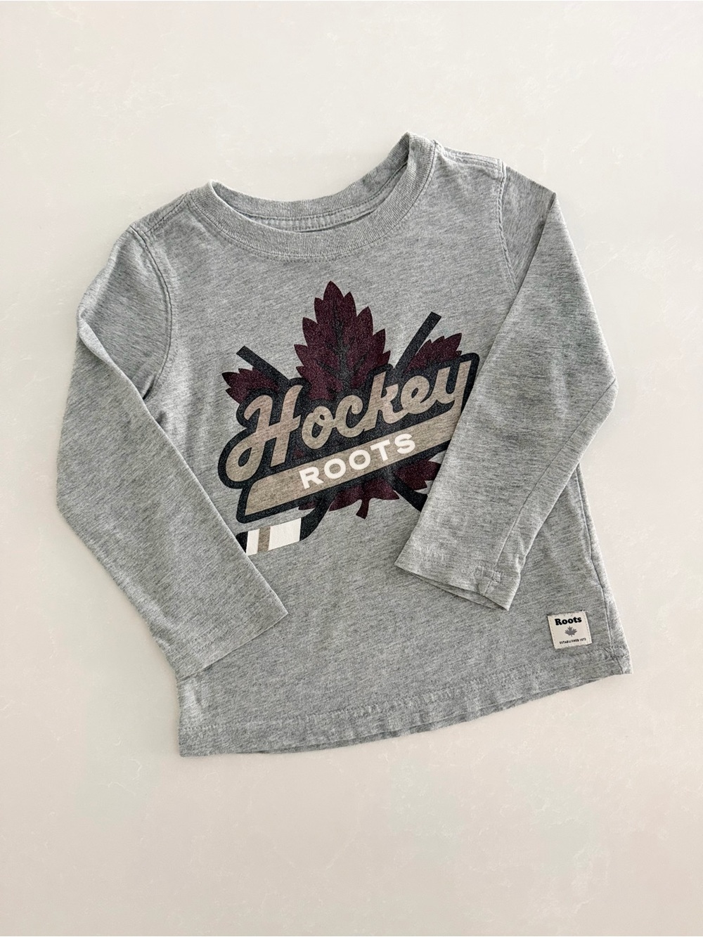 Roots Toddler "Hockey" Graphic Long-Sleeve • Size 3T